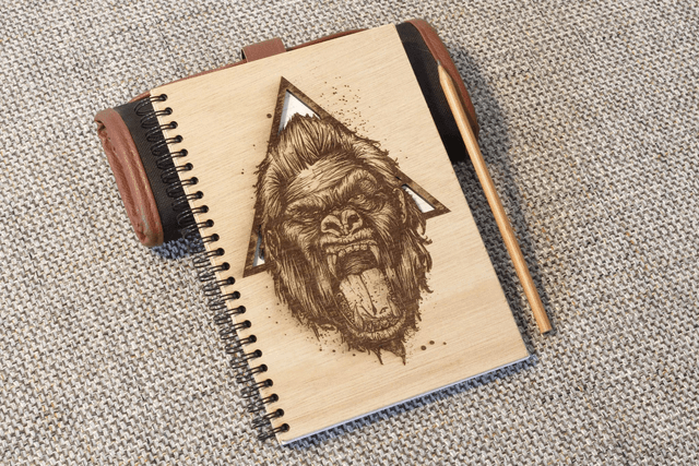 CARNET EN BOIS - GORILLE #1