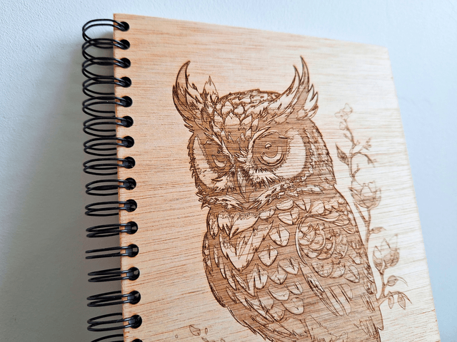 CARNET EN BOIS - HIBOU #1