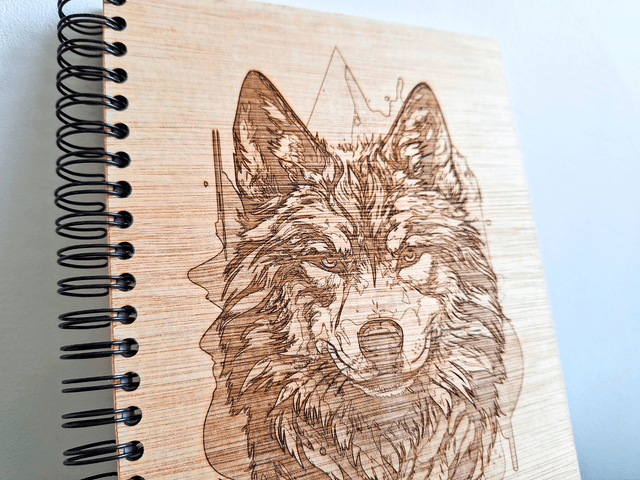 CARNET EN BOIS - LOUP #1